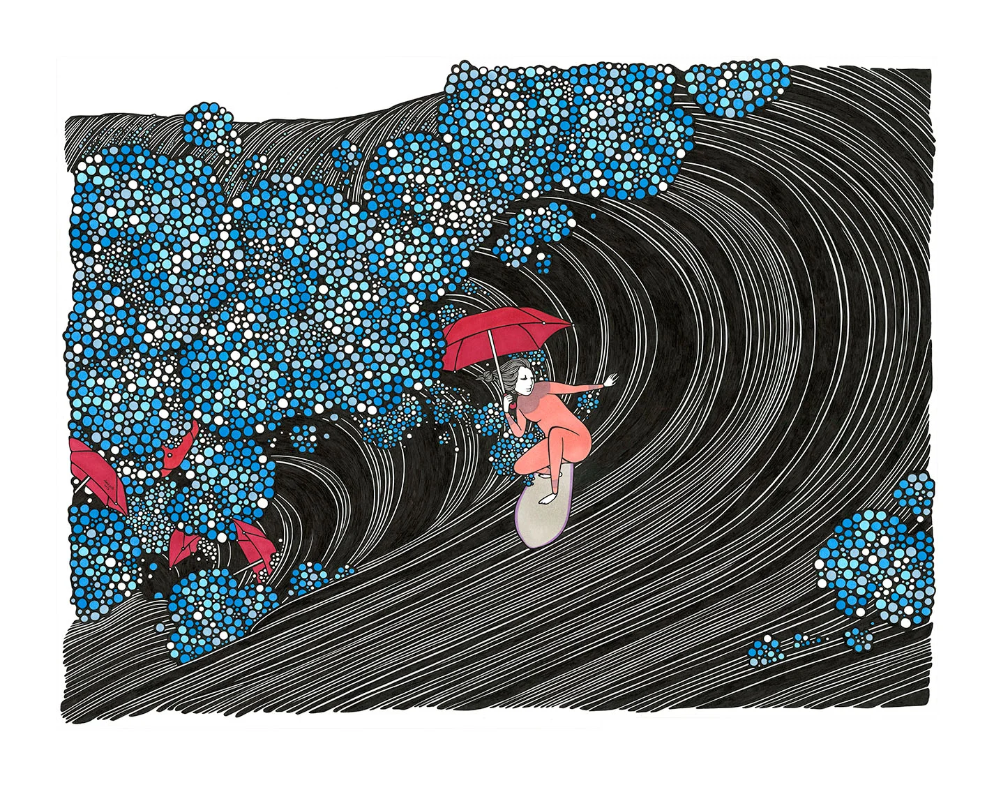 Kris Goto　ハワイ　サイン入り Kris Goto Pen Art Illustrations Hawaii Local Artist